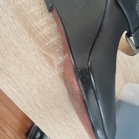 Cole Haan black open toe wedge heel size 9 - Picture 12 of 13